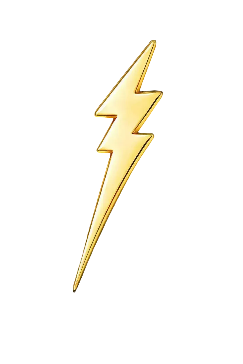 Elongated Lightning Strike Tooth Gem Charm | Solid 18K Gold, Dental Safe, Curved Back