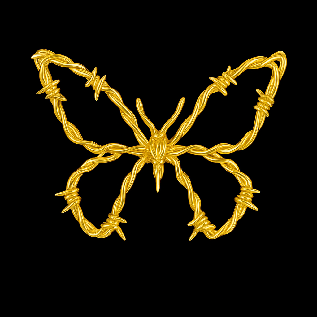 Barbwire Butterfly 18k Gold Tooth Charm
