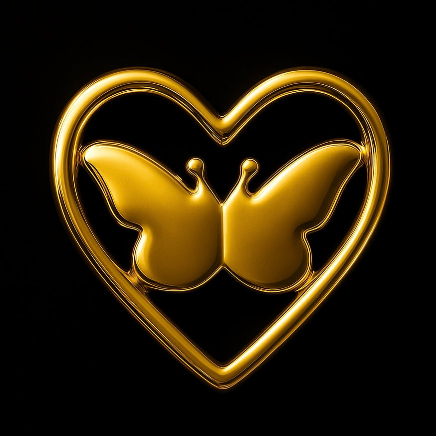 Heart-Framed Butterfly 18k Gold Tooth Charm
