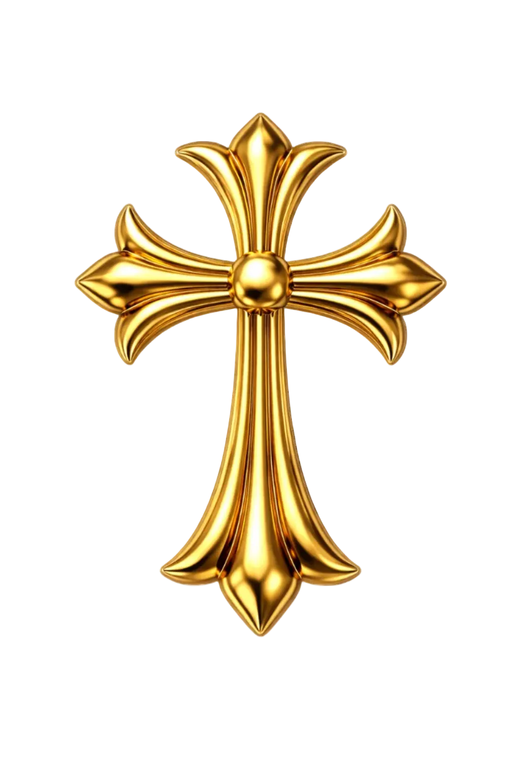 Gothic Cross Tooth Gem Charm | Solid 18K Gold, Dental Safe, Curved Back