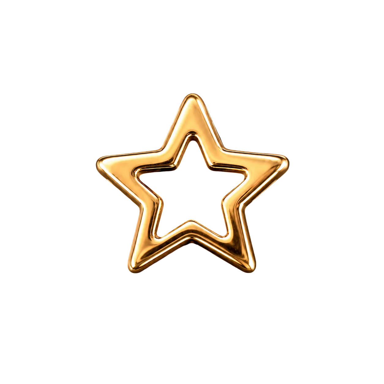 Hollow Star 18k Gold Tooth Gem Charm | Solid 18k Gold Hollow Star Tooth Gem | Slightly Curved Back for Secure Fit