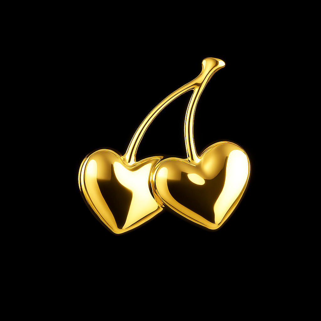 Cherry Hearts 18k Gold Tooth Charm