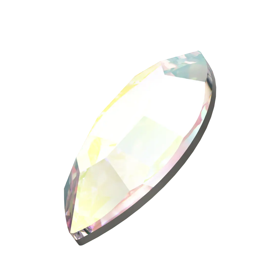Navette Tooth Gem Crystals | Lead-Free Glass, Foil Backed, Body Safe