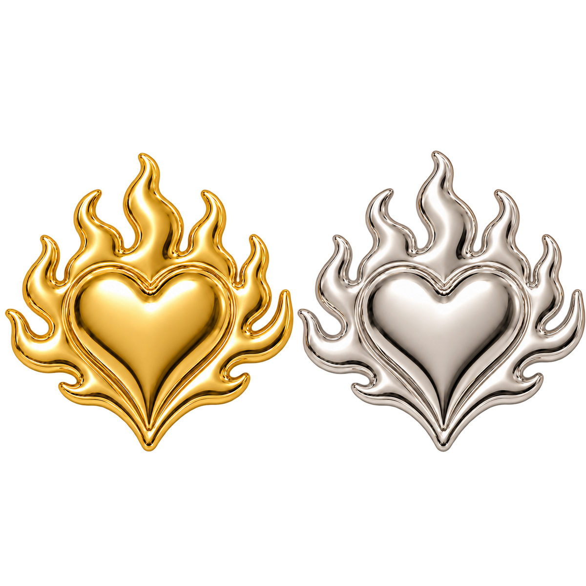 Heart on Fire 18k Gold Tooth Gem Charm | Solid 18k Gold Flame Tooth Gem | Dental Safe