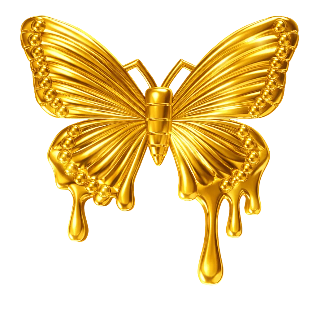 Molten Monarch Butterfly Tooth Gem Charm | Solid 18K Gold, Dental Safe, Curved Back