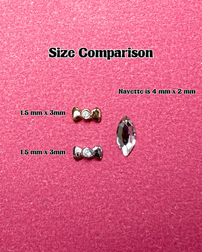 Mini CZ Bow 18k Gold Tooth Charm