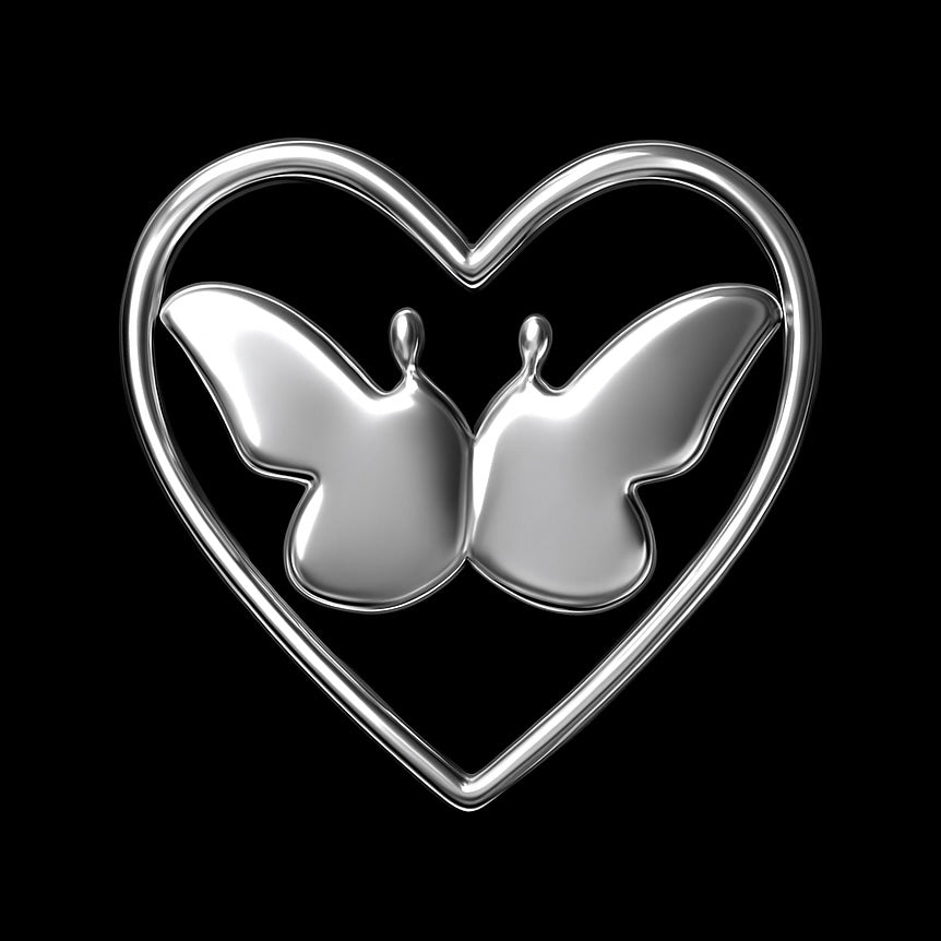 Heart-Framed Butterfly 18k Gold Tooth Charm