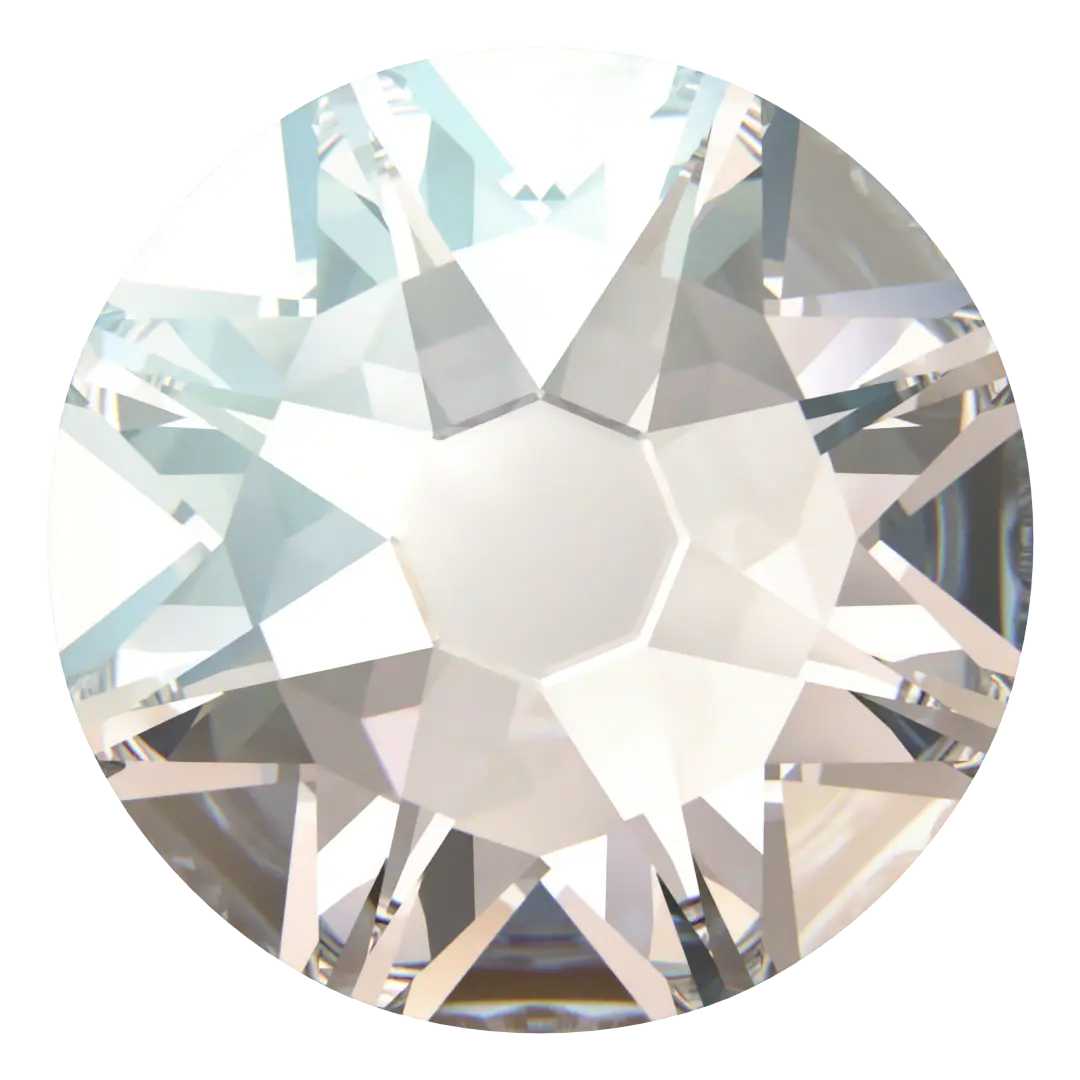Crystal gemstone with faceted surface on a white background