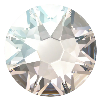 Crystal gemstone with faceted surface on a white background