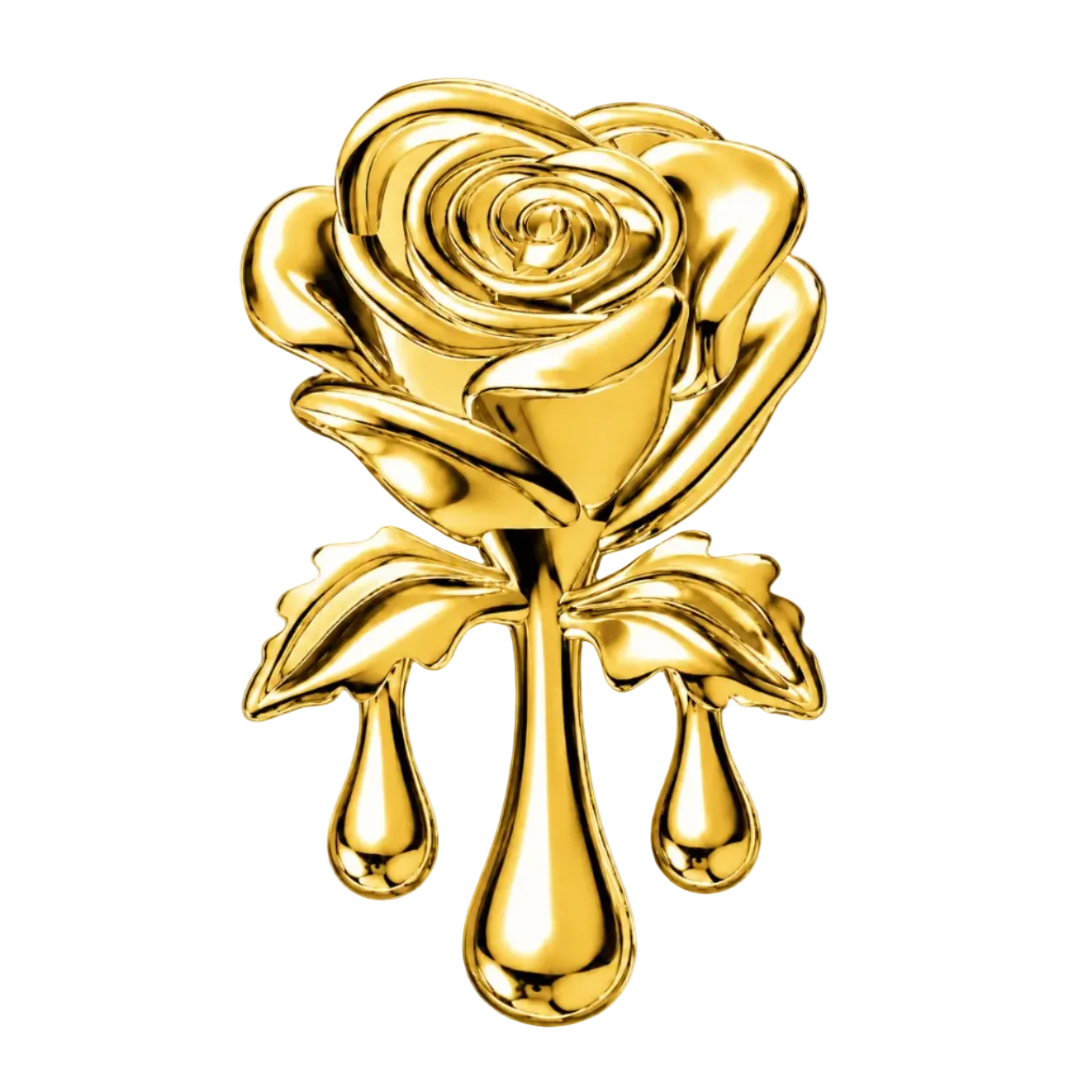 Bleeding Rose 18k Gold Tooth Gem Charm | Solid 18k Gold Rose Tooth Gem | Dental Safe, Curved Back