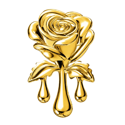 Bleeding Rose 18k Gold Tooth Gem Charm | Solid 18k Gold Rose Tooth Gem | Dental Safe, Curved Back