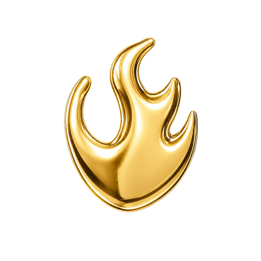 Twin Flame 18k Gold Tooth Gem Charm | Solid 18k Gold Flame Tooth Gem | Dental Safe, Textured Back
