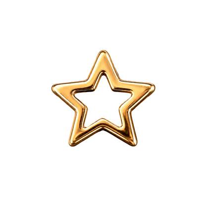 Hollow Star 18k Gold Tooth Gem Charm | Solid 18k Gold Hollow Star Tooth Gem | Slightly Curved Back for Secure Fit