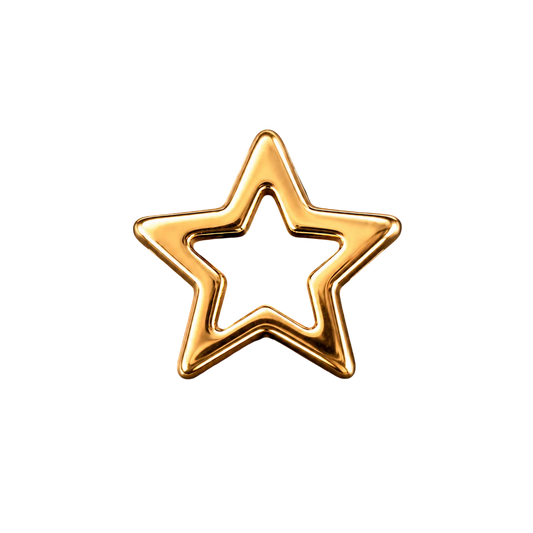 Hollow Star 18k Gold Tooth Gem Charm | Solid 18k Gold Hollow Star Tooth Gem | Slightly Curved Back for Secure Fit