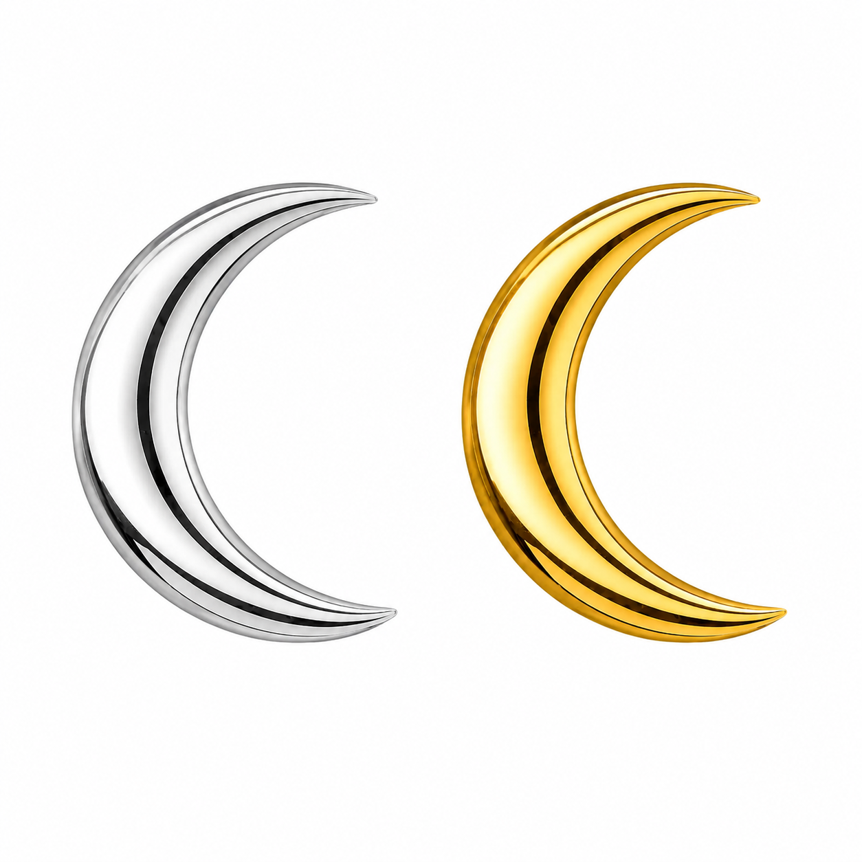 Micro Crescent Moon Tooth Gem Charm | Solid 18K Gold, Dental Safe