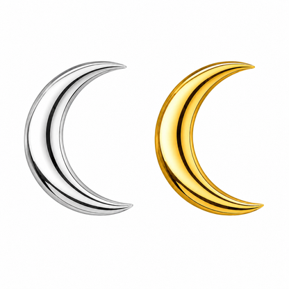 Micro Crescent Moon Tooth Gem Charm | Solid 18K Gold, Dental Safe