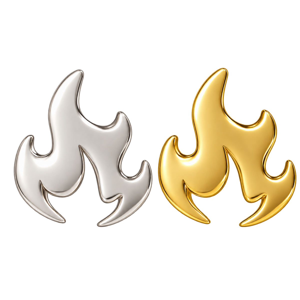 Twin Flame 18k Gold Tooth Gem Charm | Solid 18k Gold Flame Tooth Gem | Dental Safe, Textured Back