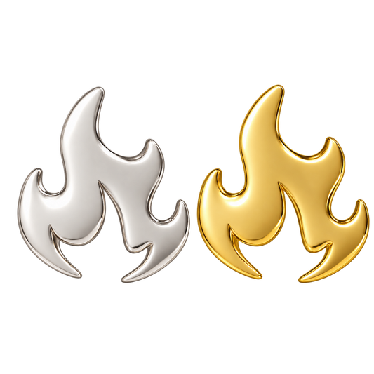Twin Flame 18k Gold Tooth Gem Charm | Solid 18k Gold Flame Tooth Gem | Dental Safe, Textured Back