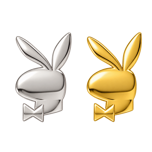 Pl*yBoy Bunny 18k Gold Tooth Gem Charm | Solid 18k Gold Moon Face Tooth Gem | Dental Safe, Slightly Curved Back