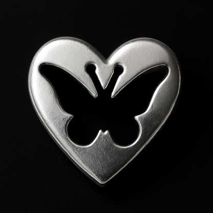 Heart-Framed Hollow Butterfly 18k Gold Tooth Charm
