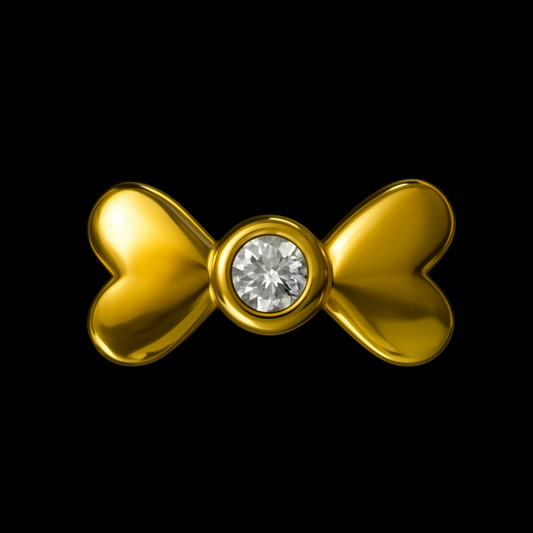 Mini CZ Bow 18k Gold Tooth Charm