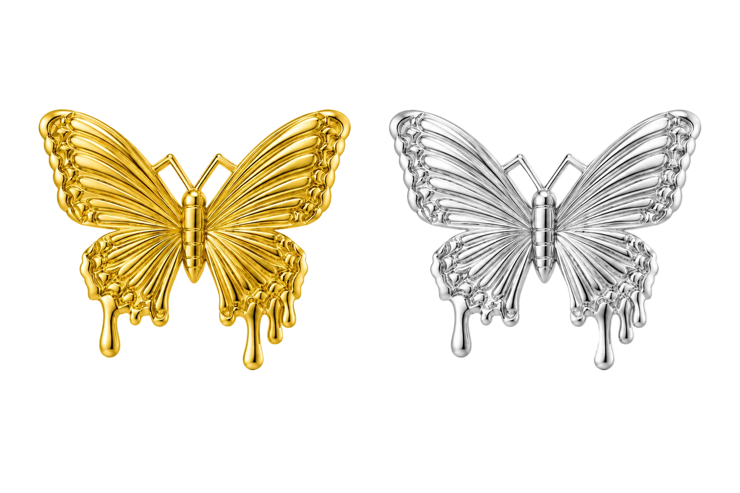 Molten Monarch Butterfly Tooth Gem Charm | Solid 18K Gold, Dental Safe, Curved Back