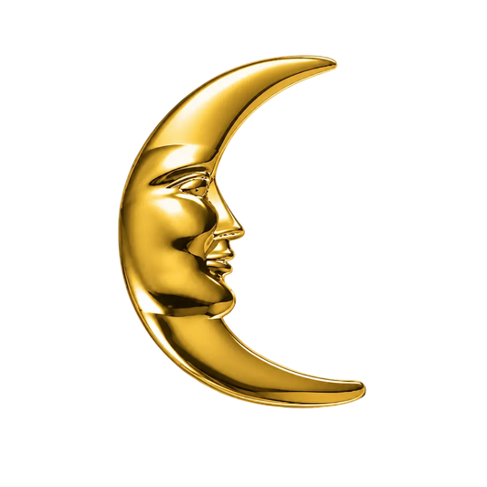 Celestial Muse Crescent Moon Face 18k Gold Tooth Gem Charm | Solid 18k Gold Moon Face Tooth Gem | Dental Safe, Slightly Curved Back