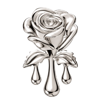 Bleeding Rose 18k Gold Tooth Gem Charm | Solid 18k Gold Rose Tooth Gem | Dental Safe, Curved Back