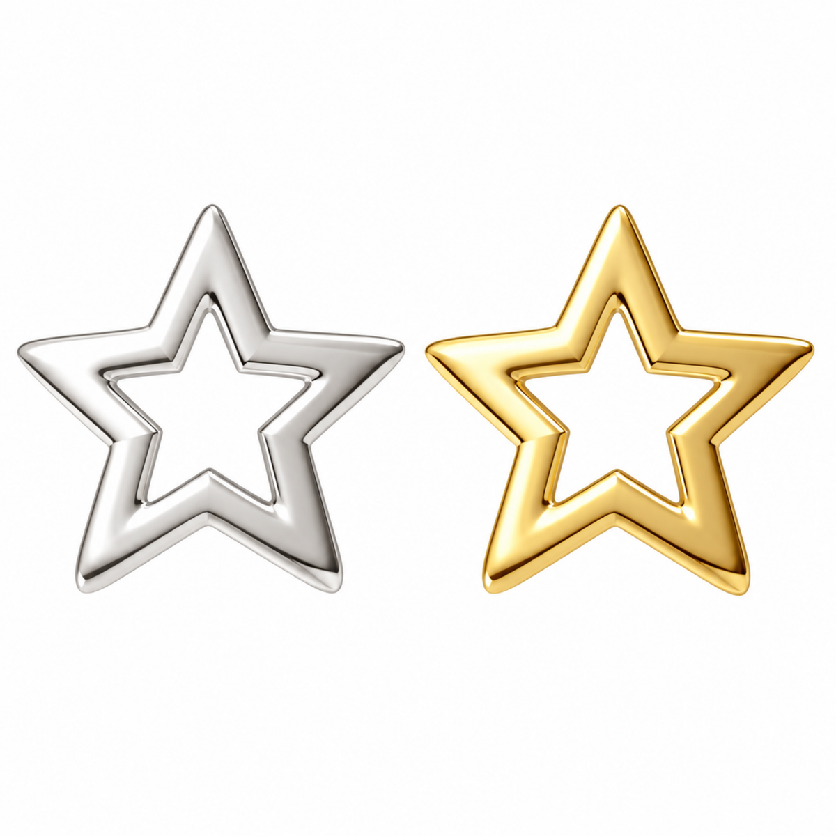 Hollow Star 18k Gold Tooth Gem Charm | Solid 18k Gold Hollow Star Tooth Gem | Slightly Curved Back for Secure Fit