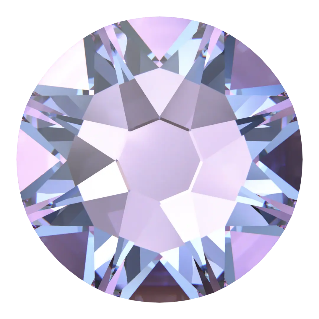 Multicolored gemstone with a purple and blue hue on a white background