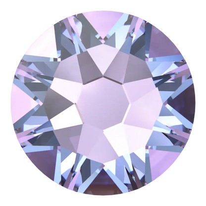 Multicolored gemstone with a purple and blue hue on a white background