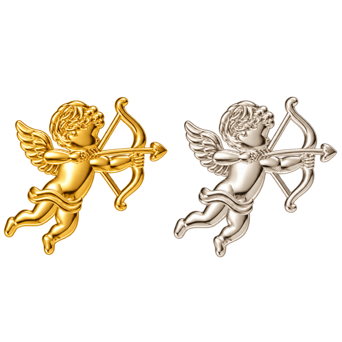 Cupid's Bow HIGH DETAIL 18k Gold Tooth Gem Charm | Solid 18k Gold Moon Face Tooth Gem | Dental Safe, Slightly Curved Back