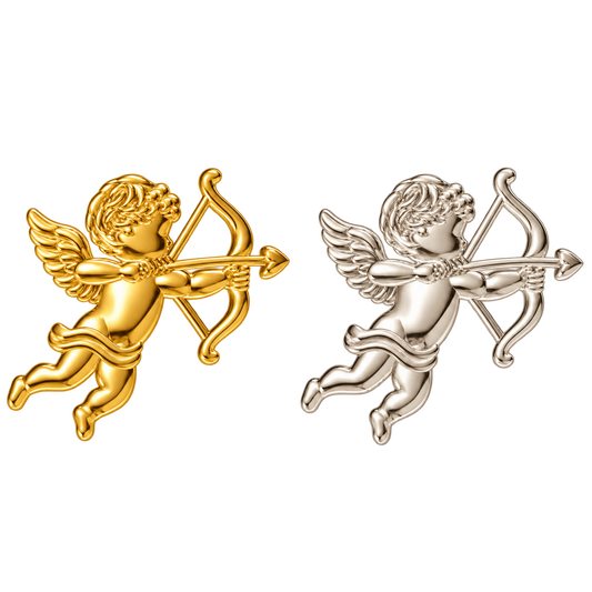 Cupid's Bow HIGH DETAIL 18k Gold Tooth Gem Charm | Solid 18k Gold Moon Face Tooth Gem | Dental Safe, Slightly Curved Back