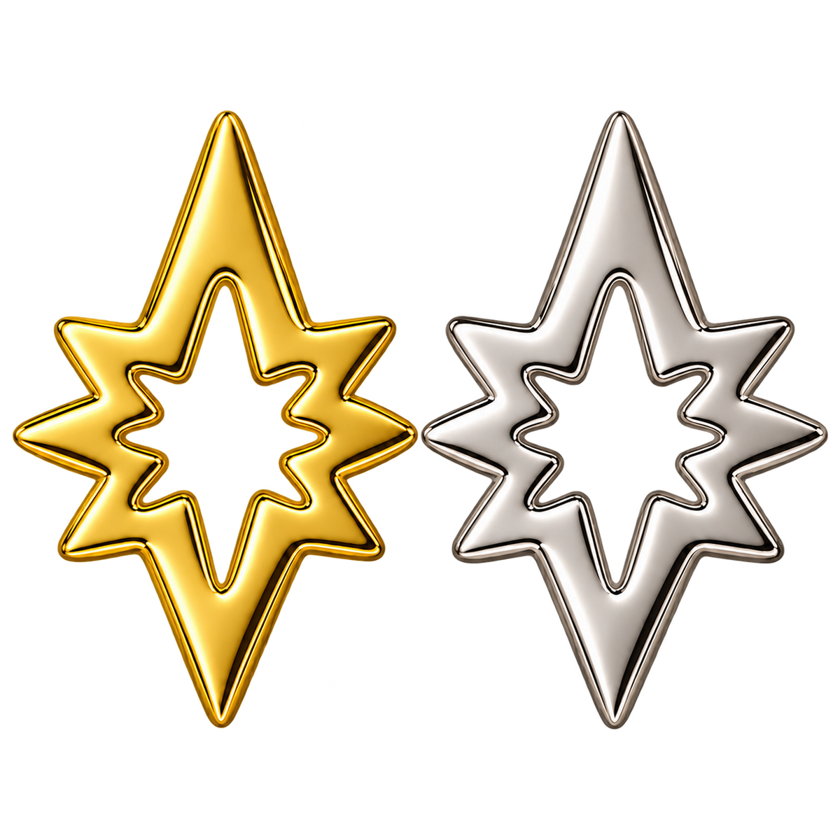Mini Hollow 8-point Star 18k Gold Tooth Charm| Hollow 8-Point Star| Curved