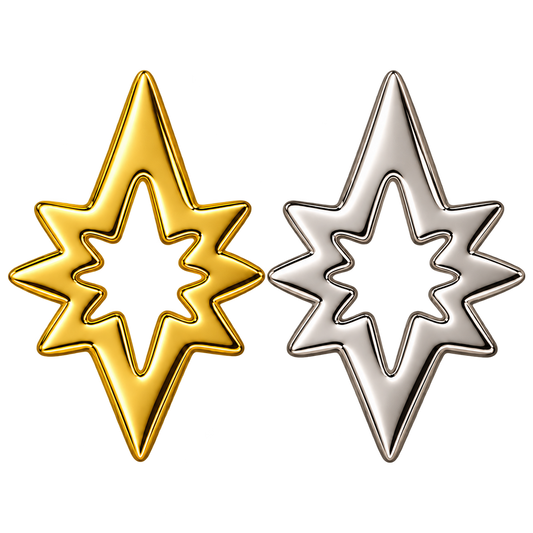 Mini Hollow 8-point Star 18k Gold Tooth Charm| Hollow 8-Point Star| Curved