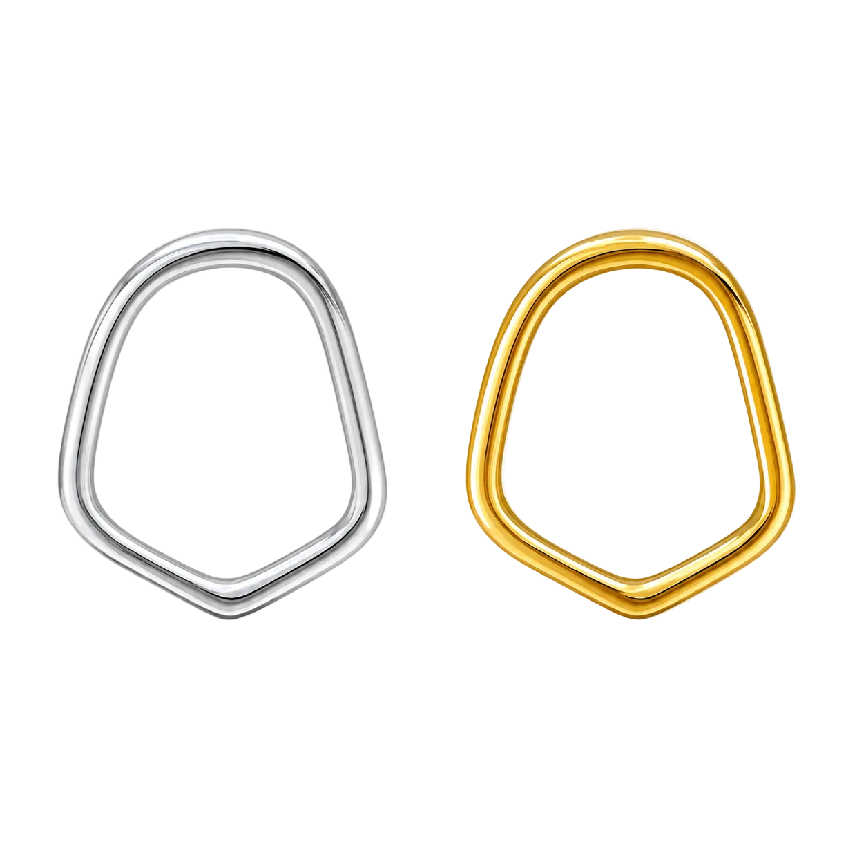Canine Window Frame Tooth Gem Charm | Solid 18K Gold, Dental Safe, Curved Structure